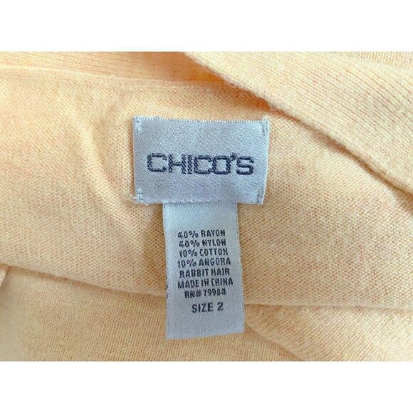 Chico's V-Neck Pullover 3/4 Sleeve Lightweight Sweater Top Peach Color Sz 2 M-L - Picture 5 of 5